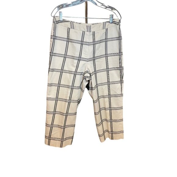 Talbots White with Black Plaid Cropped Pants Sz 12P - Picture 1 of 9